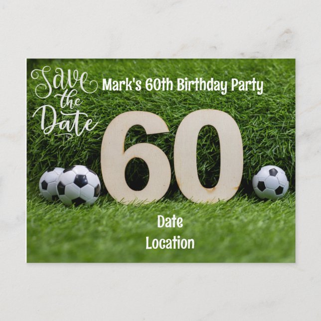 Fußball 60. Geburtstag mit Bier auf Grün Postkarte (Vorderseite)