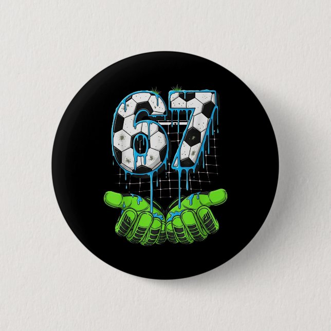 Fußball 67 Sechs Sieben Lustiges Gen Alpha Meme Dr Button (Vorderseite)