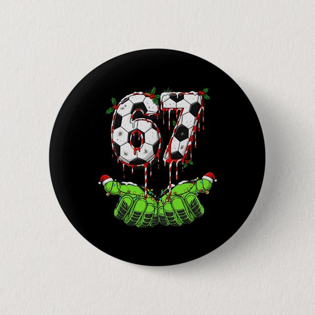 Fußball 67 Sechs Sieben Lustiges Gen Alpha Meme Dr Button (Vorderseite)