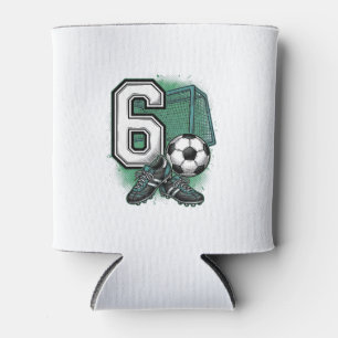Fußball 6. Geburtstag Vintage Gravur Shirt Design Dosenkühler
