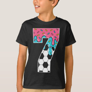 Fußball 7 Jahre alte Eiscreme tropft Jugend 7. Geb T-Shirt