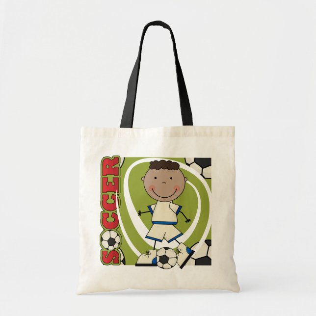 FUSSBALL - Afroamerikaner-Jungen-T-Shirts und Tragetasche (Vorne)