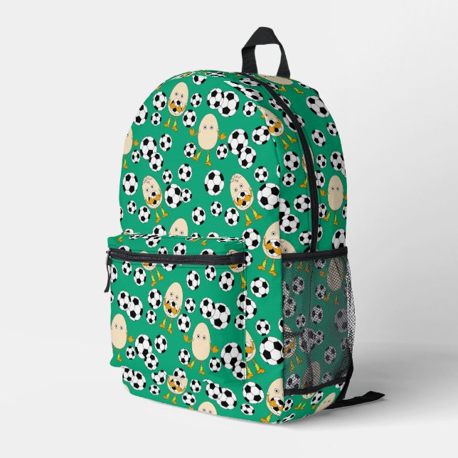 Fußball-Äghead-Muster Bedruckter Rucksack (Rückseitige Ecke Rechts)
