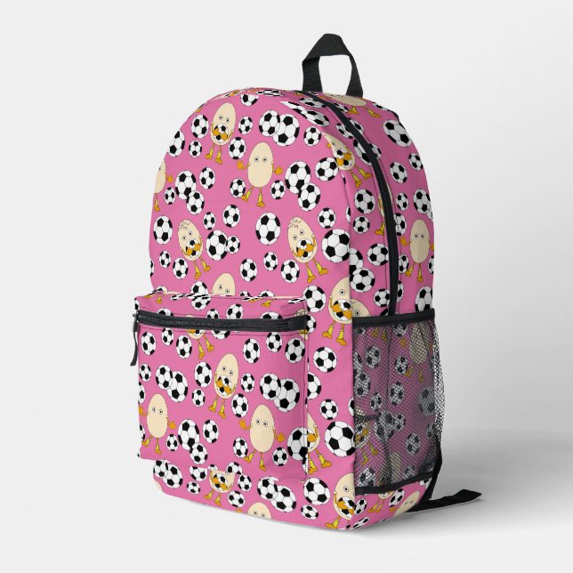 Fußball-Äghead-Muster Bedruckter Rucksack (Rückseitige Ecke Rechts)