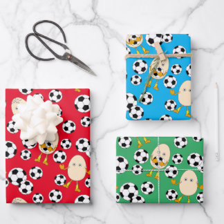 Fußball-Äghead-Muster Geschenkpapier Set