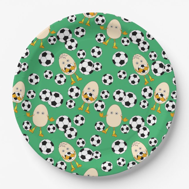 Fußball-Äghead-Muster Pappteller (Vorderseite)