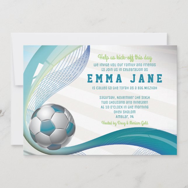 Fußball AQUAMARIN einladen Einladung (Vorderseite)