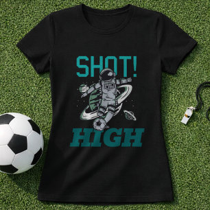 Fußball-Astronaut Schuss Hoch Raum Kick T-Shirt