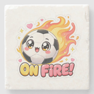 Fußball auf Feuer Steinuntersetzer