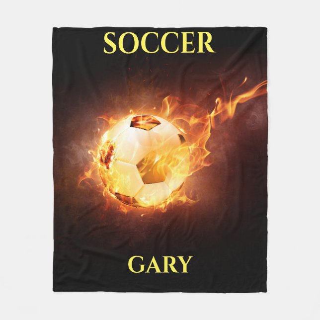 Fußball auf Feuerdecke mit personalisiertem Namen Fleecedecke (Vorderseite)