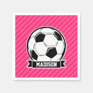Fußball auf Neon Pink Streifen Serviette
