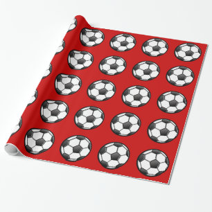 Fußball auf Rot Geschenkpapier