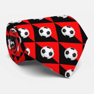 Fußball auf Rot und Schwarz Necktie Krawatte