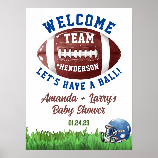 Fußball Baby Dusche Begrüßungsschildkröte Poster (Vorne)