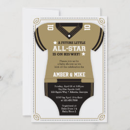 Fußball-Baby-Dusche Einladung, Gold, Black Einladung