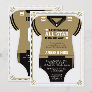 Fußball-Baby-Dusche Einladung, Gold, Black Einladung