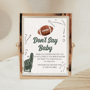 Fußball Baby Dusche sagt kein Baby-Zeichen Poster