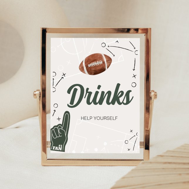 Fußball-Baby-Duschtränke Poster (A Little All Star Baby Shower Drinks Sign)