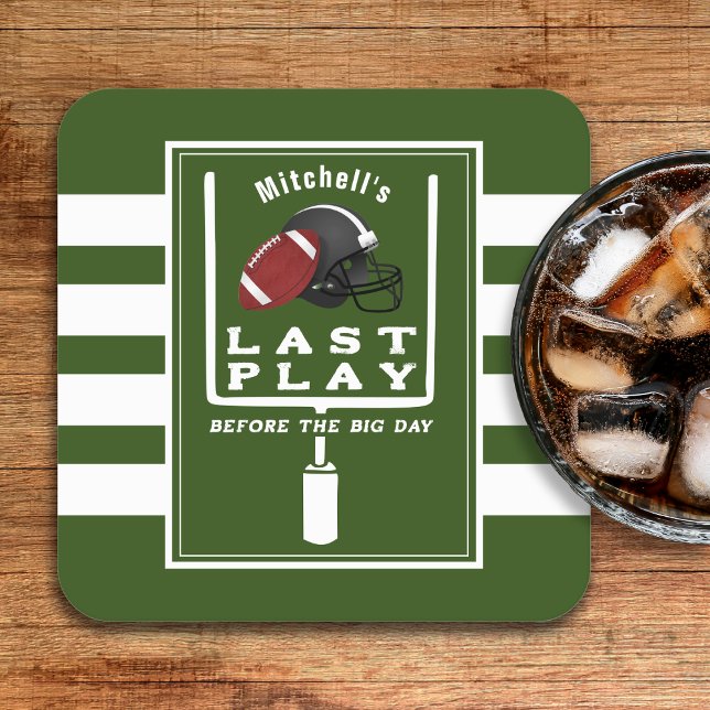 Fußball-Bachelor Party Letztes Spiel vor dem große Rechteckiger Pappuntersetzer (Football Bachelor Party Last Play Before Big Day Square Paper Coaster
)
