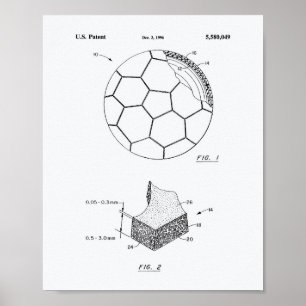 Fußball-Ball 1996 Patentart - Weißbuch Poster