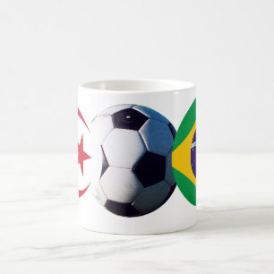Fußball Ball Algerien und Brasilien Flaggen des MU Kaffeetasse