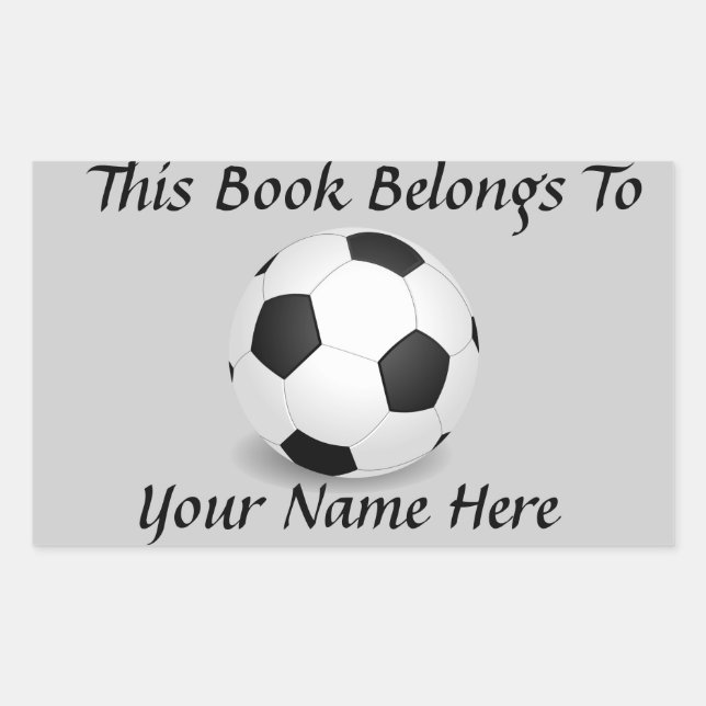 Fußball-Ball auf der Graubündel-Buchnamensplatte Rechteckiger Aufkleber (Vorderseite)