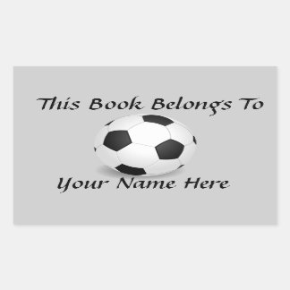 Fußball-Ball auf der Graubündel-Buchnamensplatte Rechteckiger Aufkleber