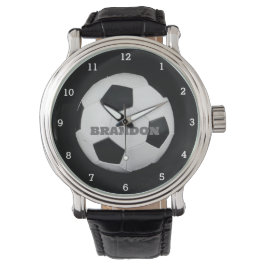 Fußball Ball Black Stilvoller Individuelle Name He Armbanduhr