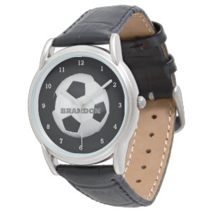 Fußball Ball Black Stilvoller Individuelle Name He Armbanduhr