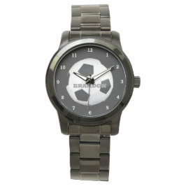 Fußball Ball Black Stilvoller Individuelle Name He Armbanduhr
