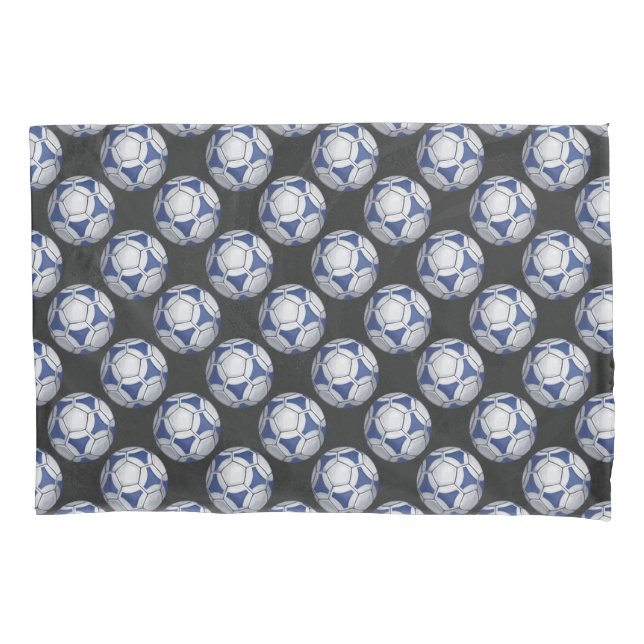 Fußball Ball Blau-Weiß-Muster gestrichen Kissenbezug (Vorderseite)