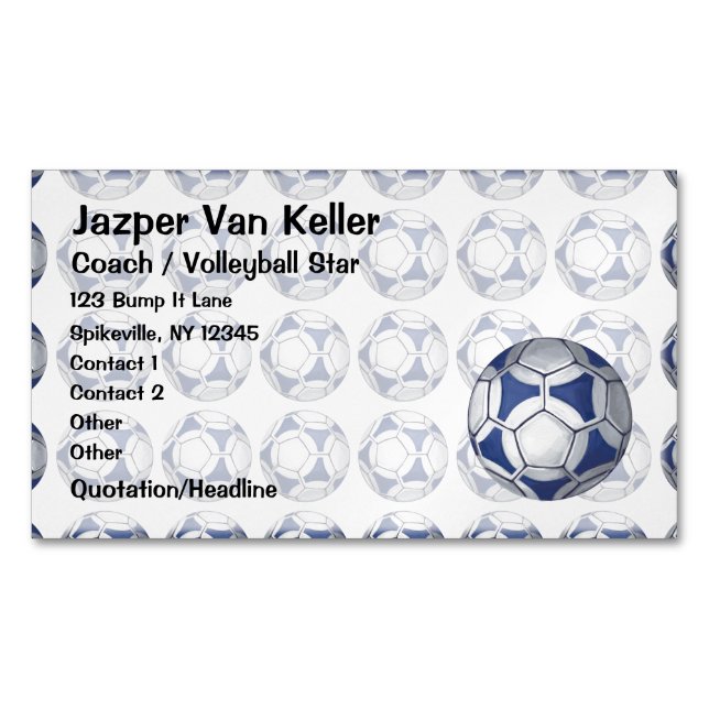 Fußball Ball Blau-Weiß-Muster gestrichen Magnetische Visitenkarte (Vorderseite)