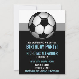 Fußball Ball Blue & Black Birthday Einladungen