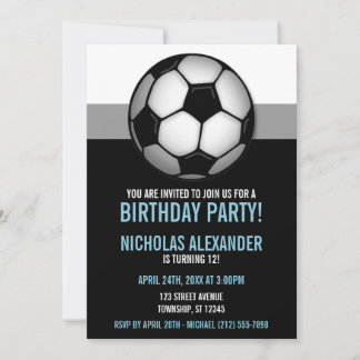 Fußball Ball Blue & Black Birthday Einladungen