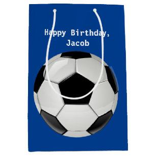 Fußball Ball Blue Personalisiert Mittlere Geschenktüte