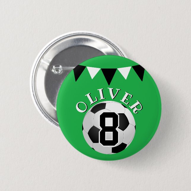 Fußball Ball Bunting Flags Kindergeburtstag Button (Vorne & Hinten)
