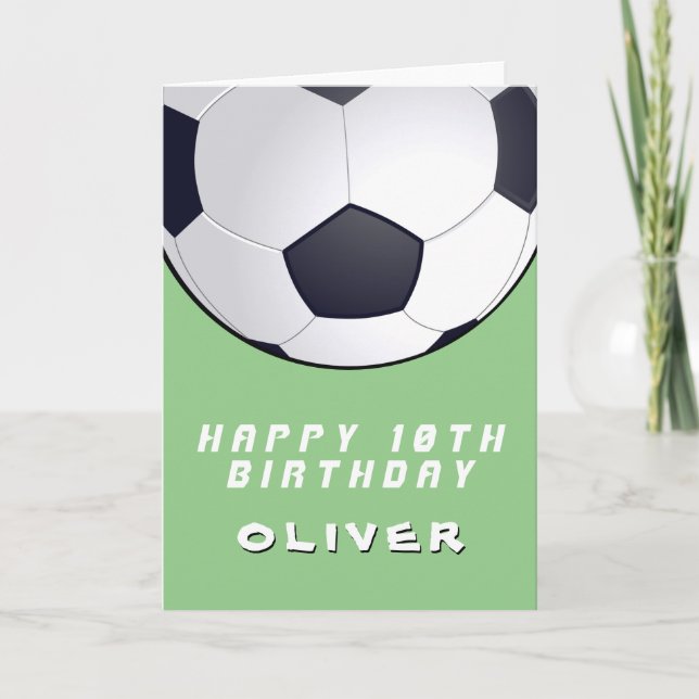 Fußball Ball Green Boy Happy Birthday Karte (Vorderseite)