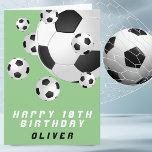 Fußball Ball Green Kids Boy Happy Birthday Karte<br><div class="desc">Fußball Ball Green Kids Boy Happy Birthday Card. Personalisieren Sie Ihren Namen und machen Sie eine coole Geburtstagskarte für einen Fußballspieler oder Fußballfan.</div>