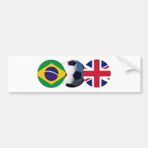 Fußball Ball Großbritannien und Brasilien Flaggen  Autoaufkleber