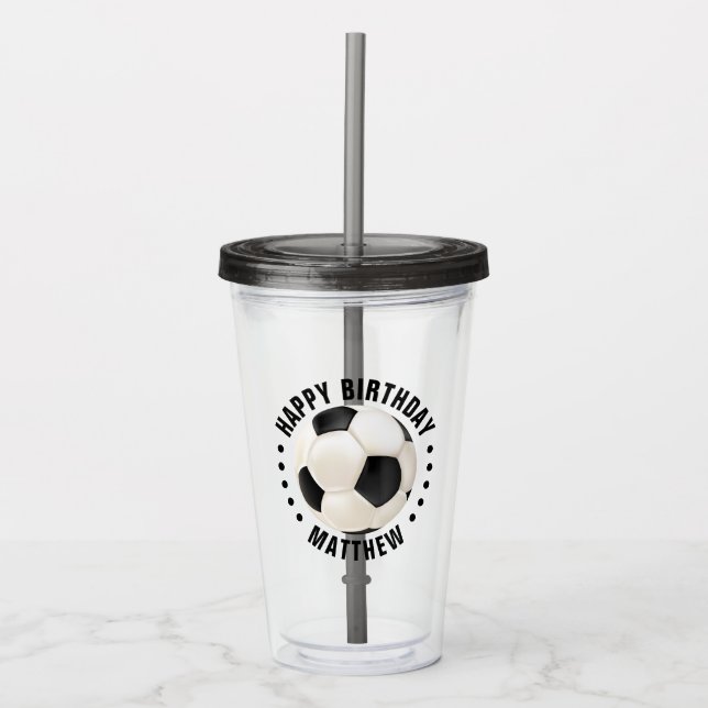 Fußball Ball Happy Geburtsname Acryltrinkbecher (Vorderseite)