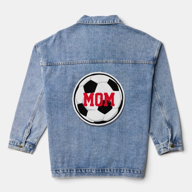 Fußball-Ball MAMA Sportfan Teamgeist Spaß Jeansjacke (Rückseite)