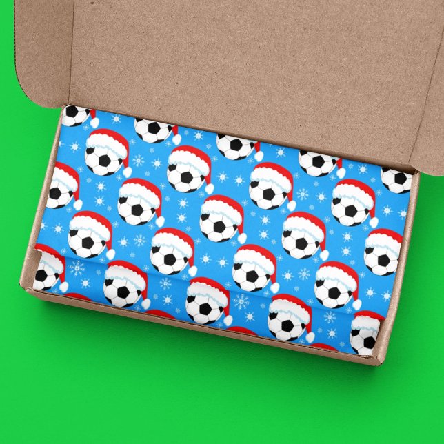 Fußball-Ball mit Hut und Schneeflocken Blau des We Seidenpapier (Von Creator hochgeladen)