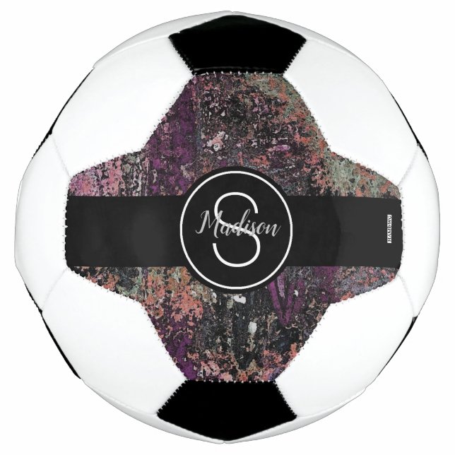 Fußball-Ball mit Pflaumenmischfarben Monogramm HAM Fußball (Vorderseite)