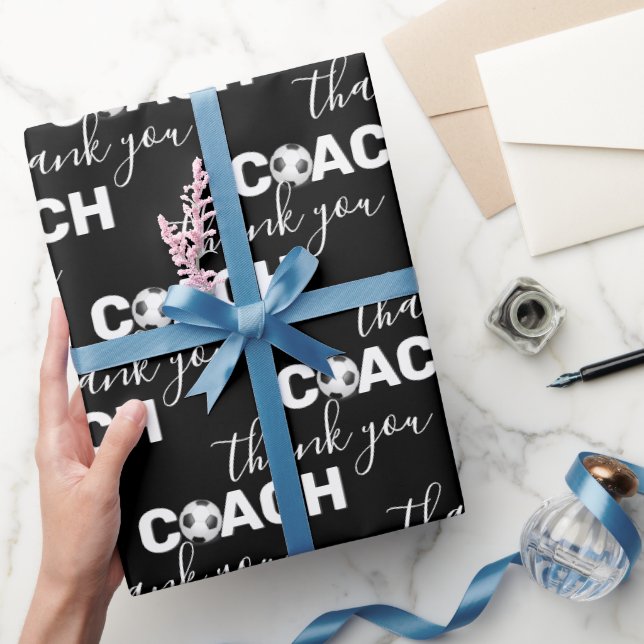 Fußball-Ball mit Trainer Danke Geschenkpapier (Schenken)