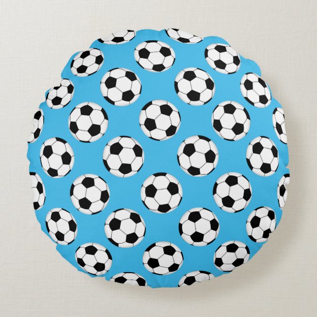 Fußball-Ball-Muster Rundes Kissen (Vorderseite)
