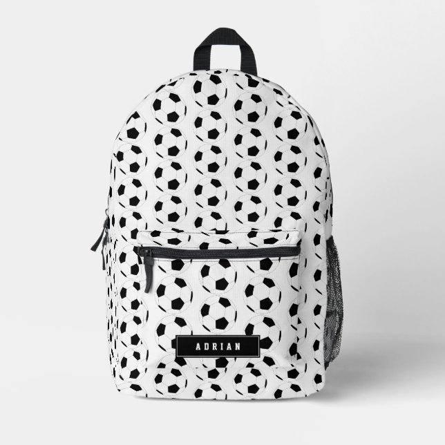 Fußball-Ball Personalisiert Name School Bedruckter Rucksack (Vorderseite)