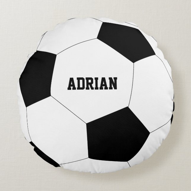 Fußball-Ball Personalisiert Rundes Kissen (Vorderseite)