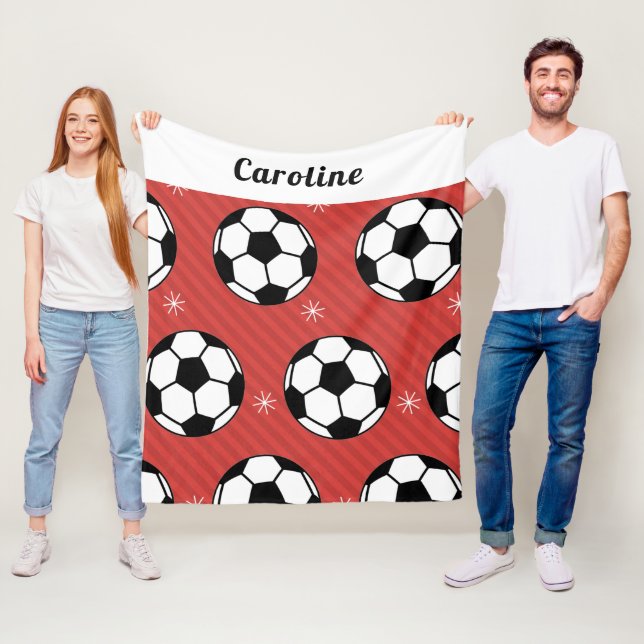 Fußball-Ball Rot-festliche Lebenskraft Personalisi Fleecedecke (Beispiel)