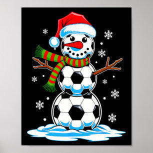 Fußball-Ball Snowman Weihnachtsmannmütze Winterspo Poster