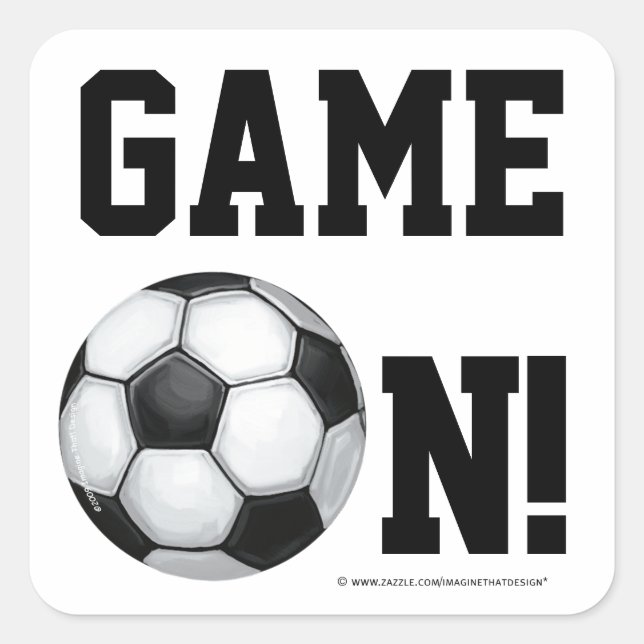 Fußball-Ball-Spiel auf Aufklebern Quadratischer Aufkleber (Vorderseite)